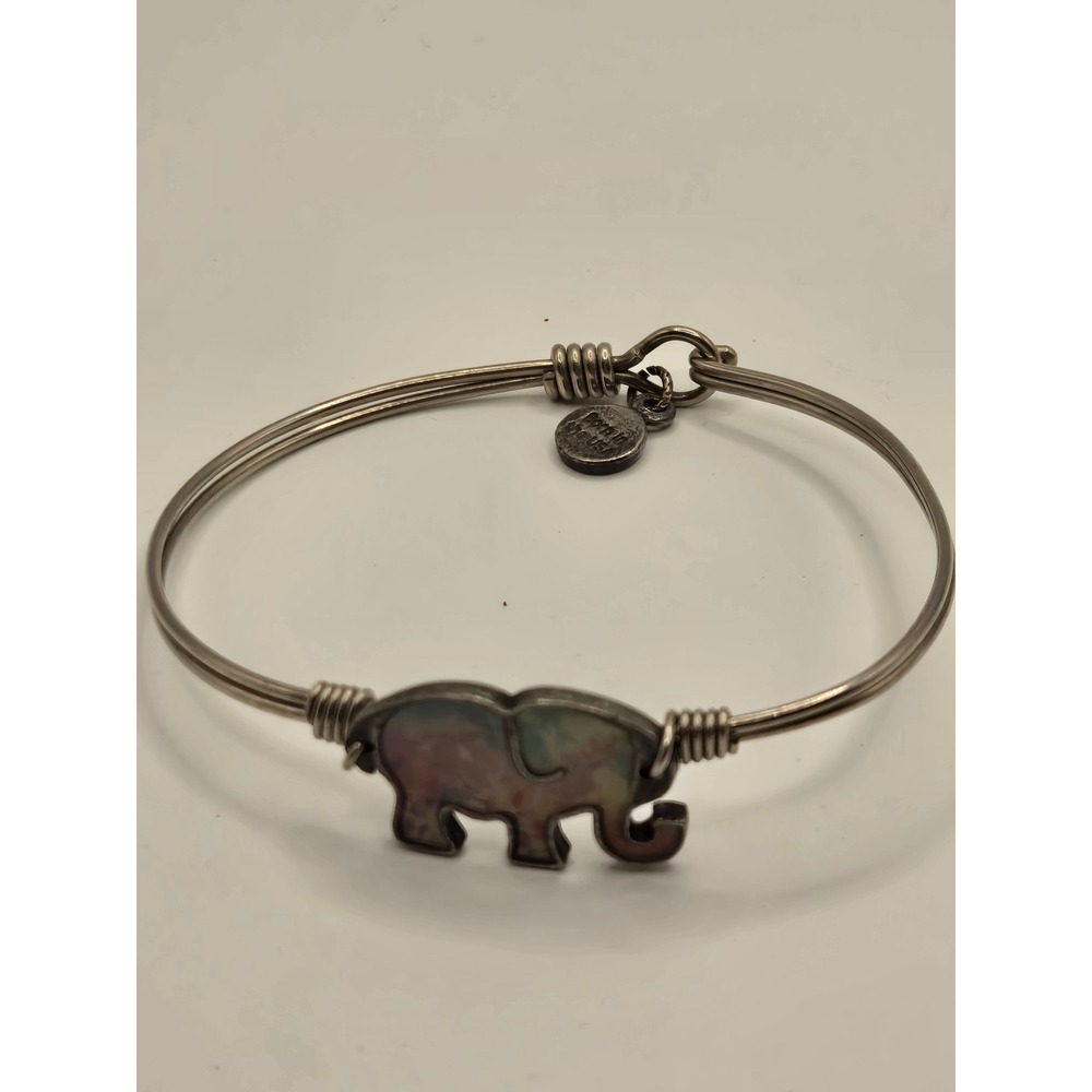 Luca + Danni Silver Tone Tie Dye Elephant Bangle Bracelet Made in USA